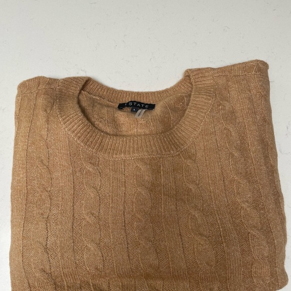 NWT 1.STATE Cable Knit Sweater Camel Tan Size L $99 Retail - Picture 4 of 13